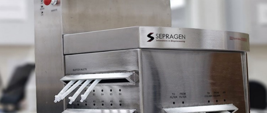 Sepragen支持在線電導率設定的生產規模緩沖液混合系統